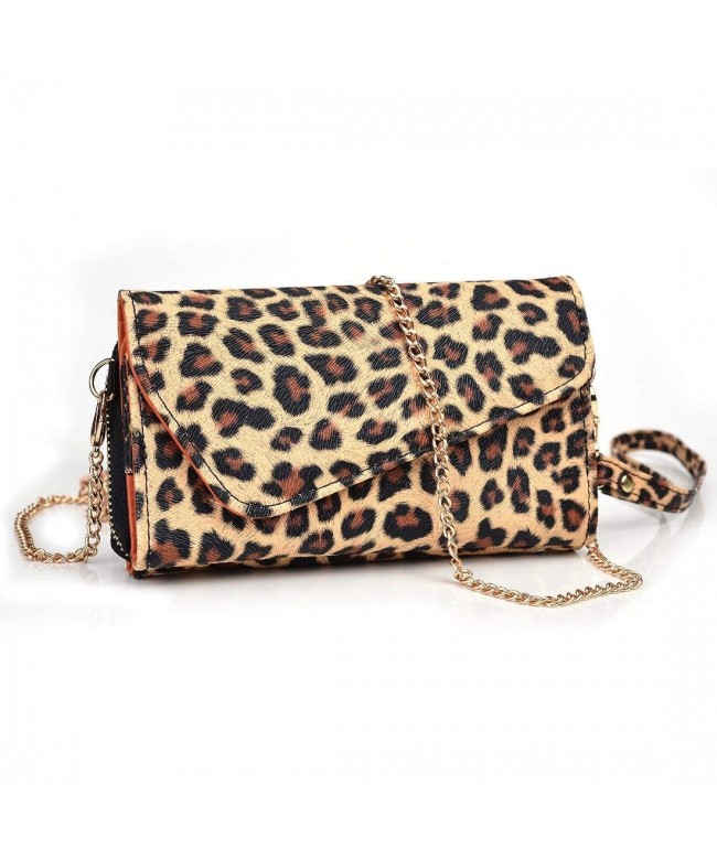 Wristlet Crossbody Leather Protector Leopard