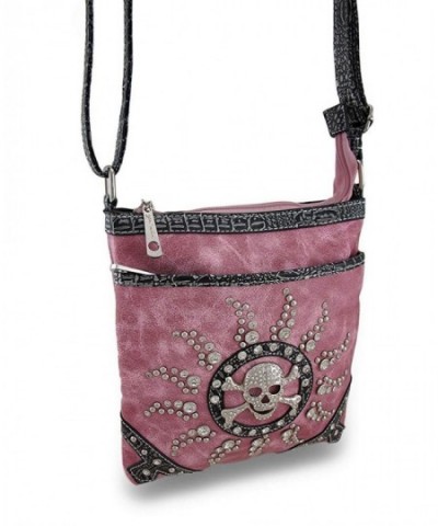 Rhinestone Skull Sunburst Leather Womens
