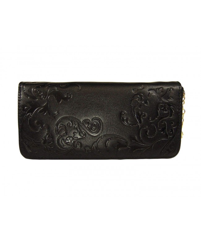 Black Leather Zip Around Wallet