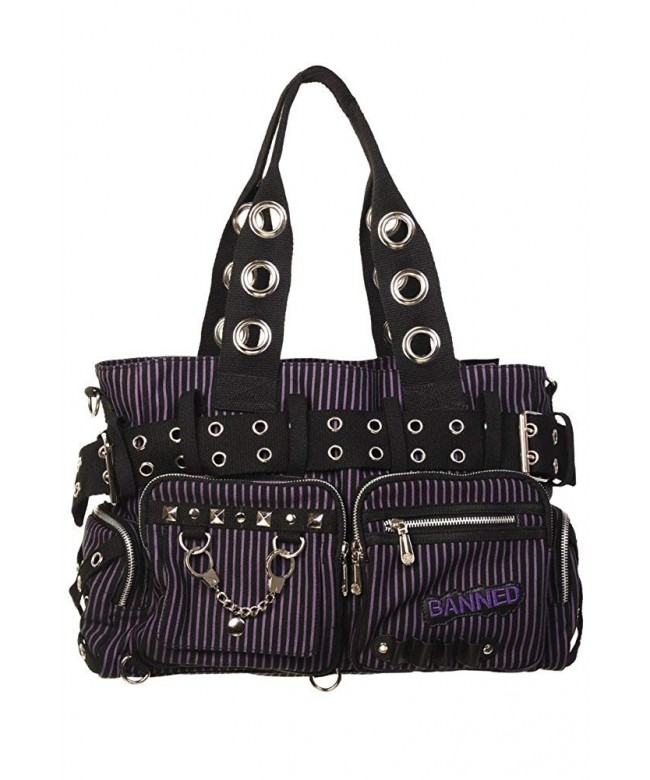 Banned Striped Steampunk Handcuff Purple