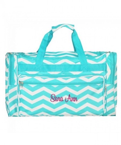 Personalized Aqua Chevron Overnight Duffle