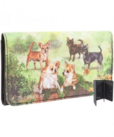 Chihuahuas Garden Checkbook Wallet Black