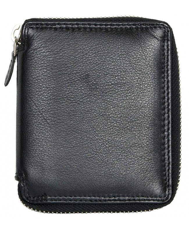 Pocket Zip around Genuine Leather Zipper around
