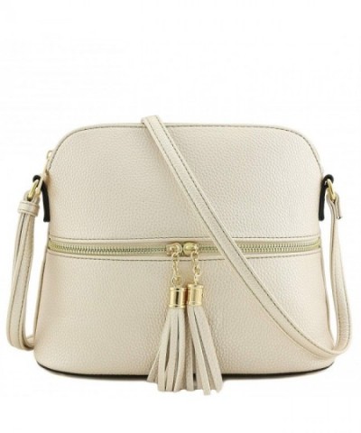 Tassel Zipper Pocket Crossbody Champagne