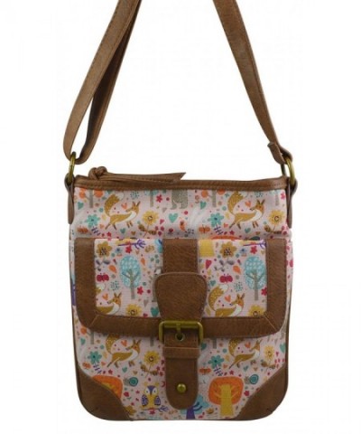 Womens Floral Material Messenger Handbag