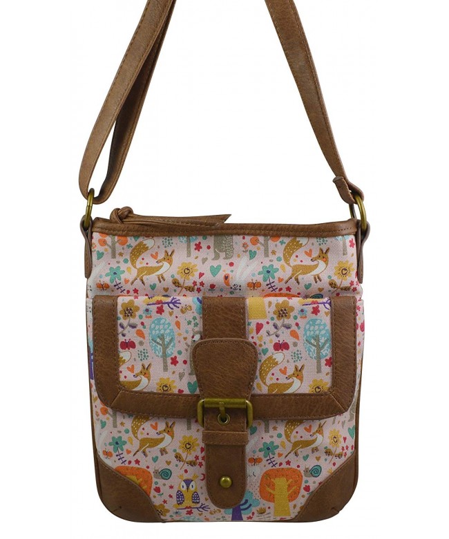 Womens Floral Material Messenger Handbag