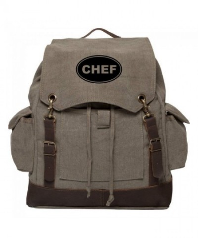 Vintage Canvas Rucksack Backpack Leather