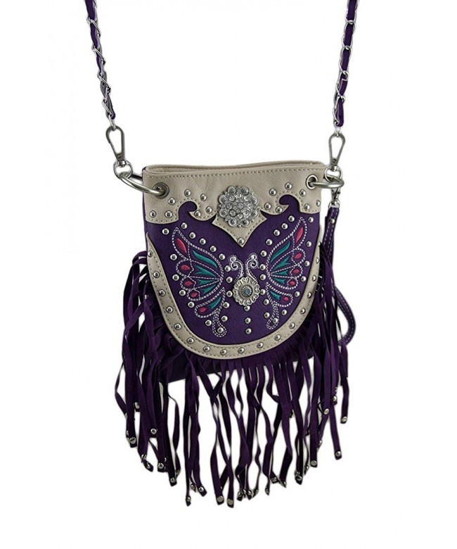 Embroidered Butterfly Fringe Western Womens