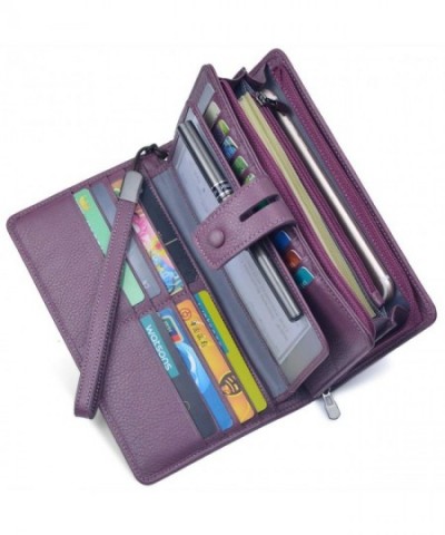 Womens Leather Wristlet Organizer Checkbook