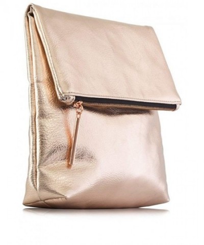 Metallic Premium Leather Clutch Zipper