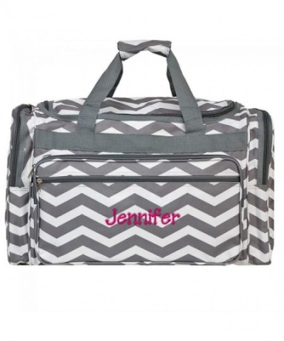 Personalized Grey Chevron Weekender Duffle