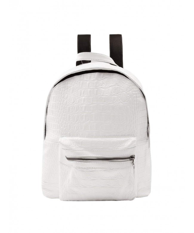 Crocodile Effect Closure Imitation Leather Backpack