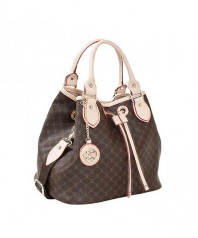 Leather Accents Drawstring Handbag beige