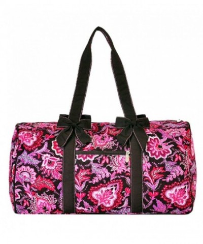 Quilted Floral Large Duffle Brown