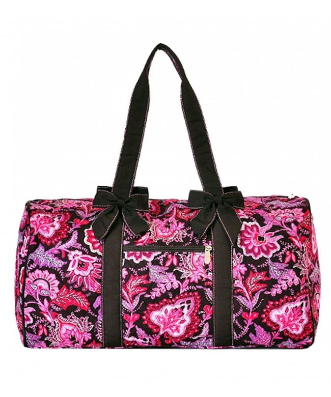 Quilted Floral Large Duffle Brown