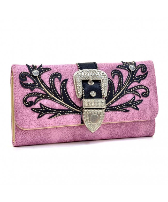 Embroidered Western Tri fold Checkbook Rhinestone