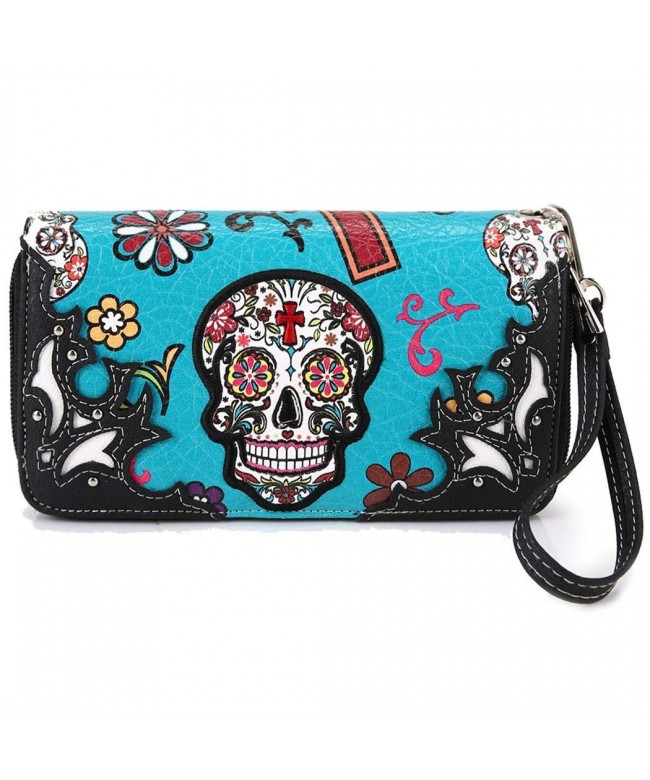 Western Clutch Wristlet Calavera Turquoise