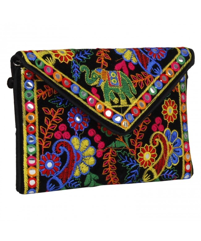 Handmade Embroidered foldover Purse Sling Bag Cross