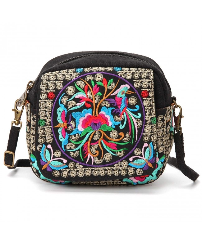 Embroidered Crossbody Wristlet Handbag Flower