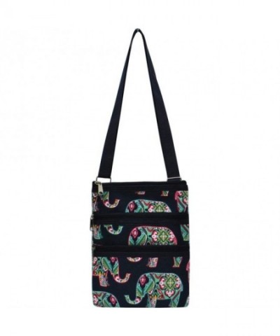 Floral Elephant Print Messenger Cross