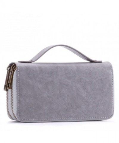 Womens Double Zipper Around Clutch
