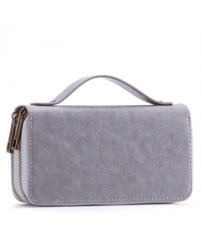Womens Double Zipper Around Clutch