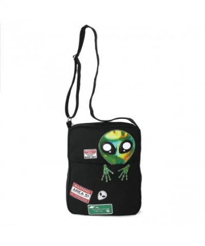 Peeking Alien Canvas Messenger Black