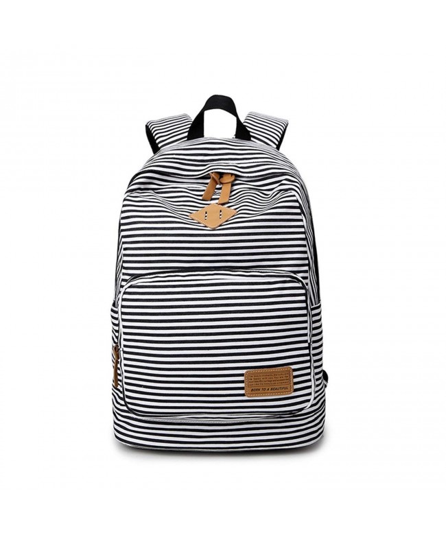 YQWEL Striped Canvas Backpack Daypack