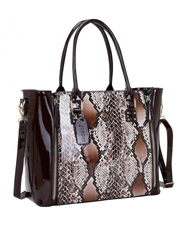 Dasein Patent Leather Snakeskin Satchel