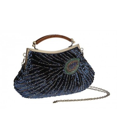 Handbag PEACOCK SEQUINS Handmade Midnight