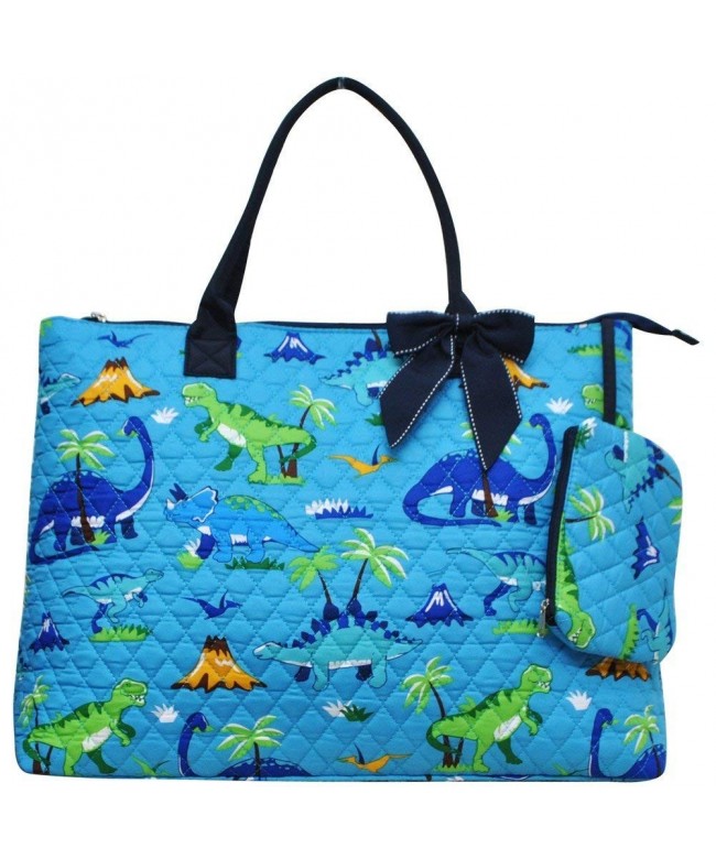 Friendly Dinosaur Print Quilted Shopping